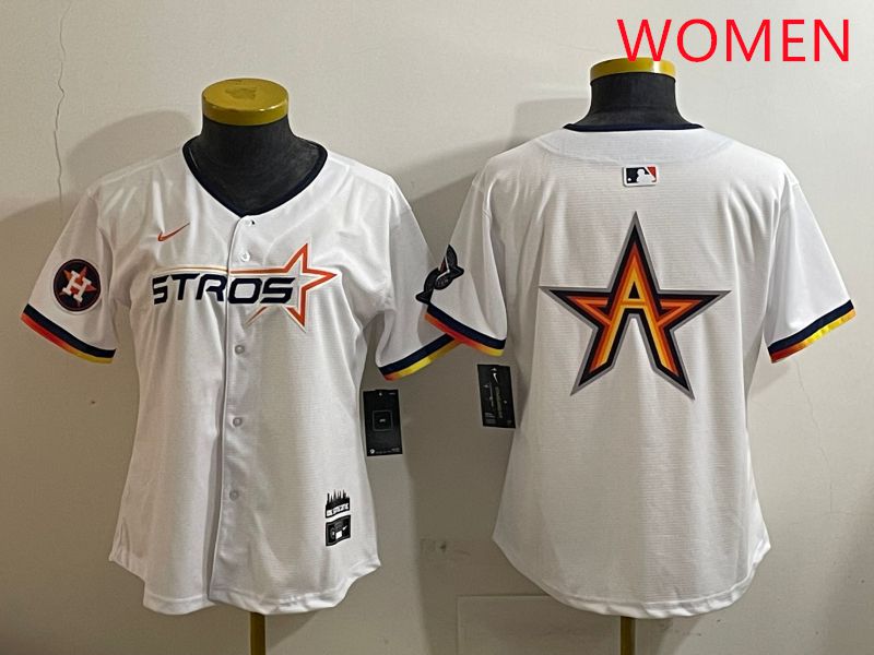 Women Houston Astros Blank White three generations Joint Name Nike 2025 MLB Jersey style 8->youth mlb jersey->Youth Jersey